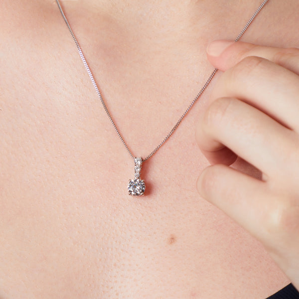 Sterling Silver Solitaire Pendant With Pave Set Bale JOOLS by Jenny Brown