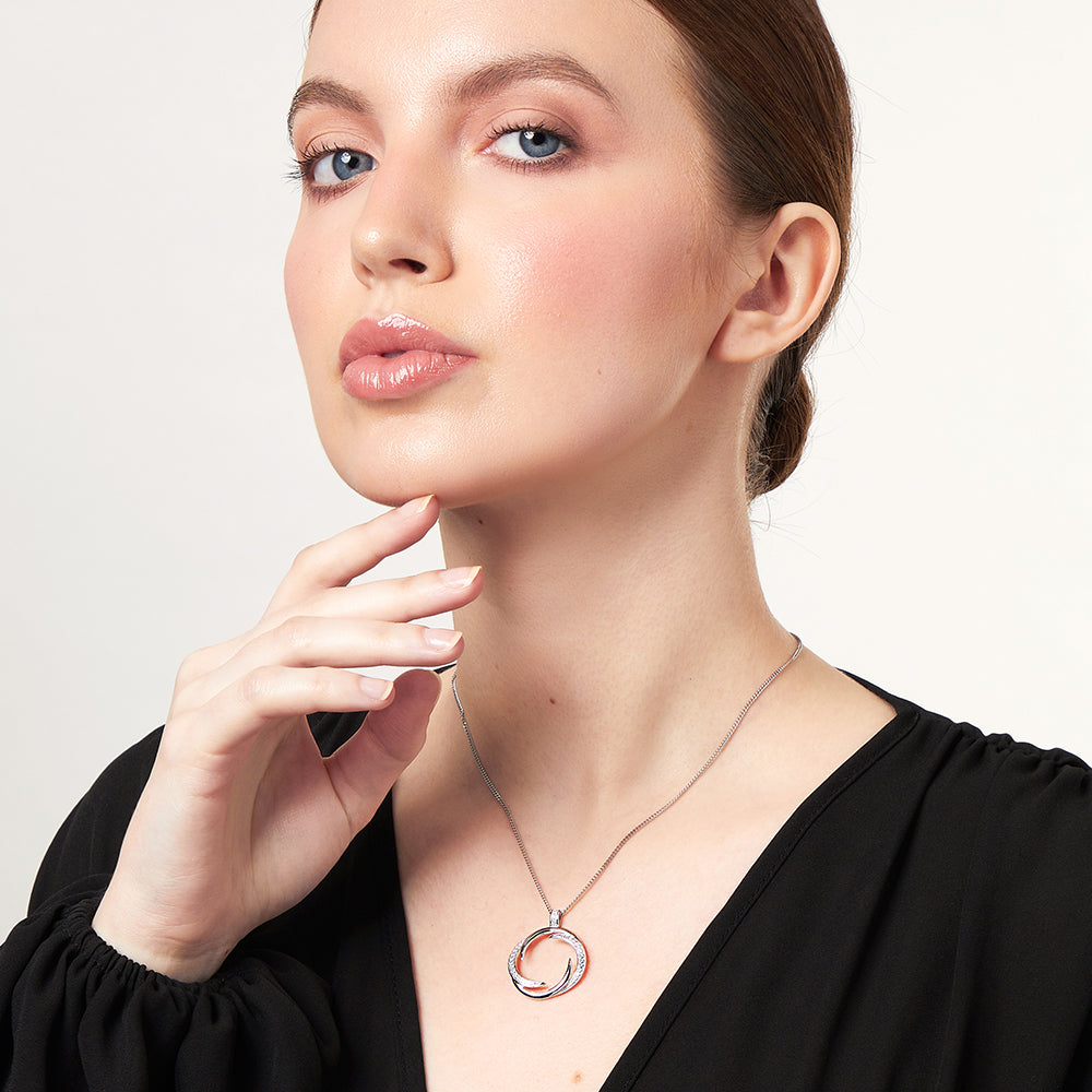 Sterling Silver Cubic Zirconia Overlapping Curl Pendant