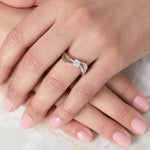 Load image into Gallery viewer, Sterling Silver Solitaire Band Ring with A Half Carat Cubic Zirconia StoneRings - JOOLS By Jenny Brown
