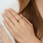 Load image into Gallery viewer, Yellow Gold  Bubble Ring Set With 4 White Zirconia Stones-JOOLS by Jenny Brown
