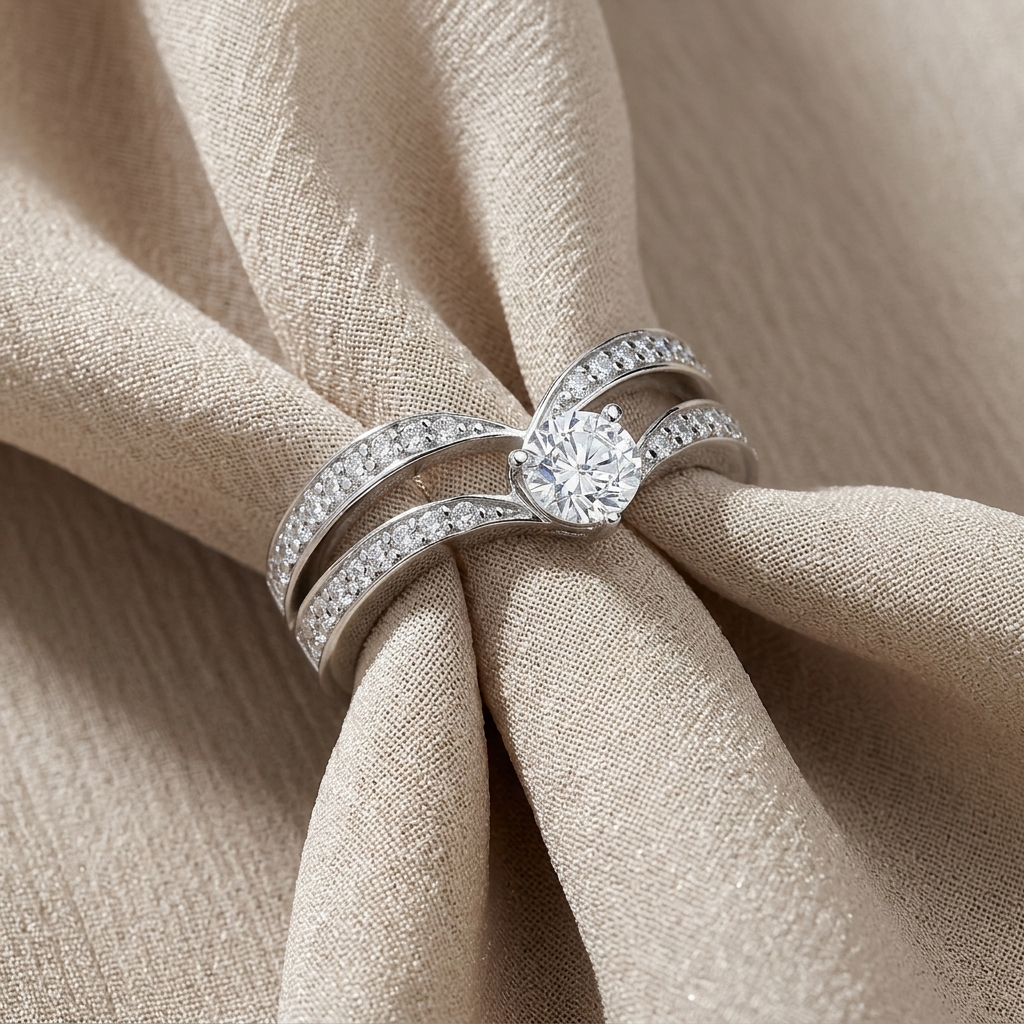 Sterling Silver Double  Half Carat Wishbone Ring - JOOLS By Jenny Brown