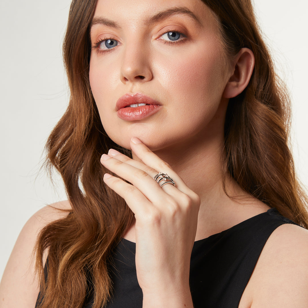 Sterling Silver Cubic Zirconia  Stranded  RingSterling Silver ZigZag Ring  - JOOLS By Jenny Brown