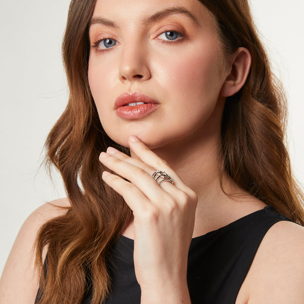 Sterling Silver Cubic Zirconia  Stranded  RingSterling Silver ZigZag Ring  - JOOLS By Jenny Brown