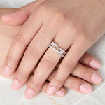 Load image into Gallery viewer, Sterling Silver Split Band Ring With Two Emerald Cut Stones- JOOLS By Jenny Brown
