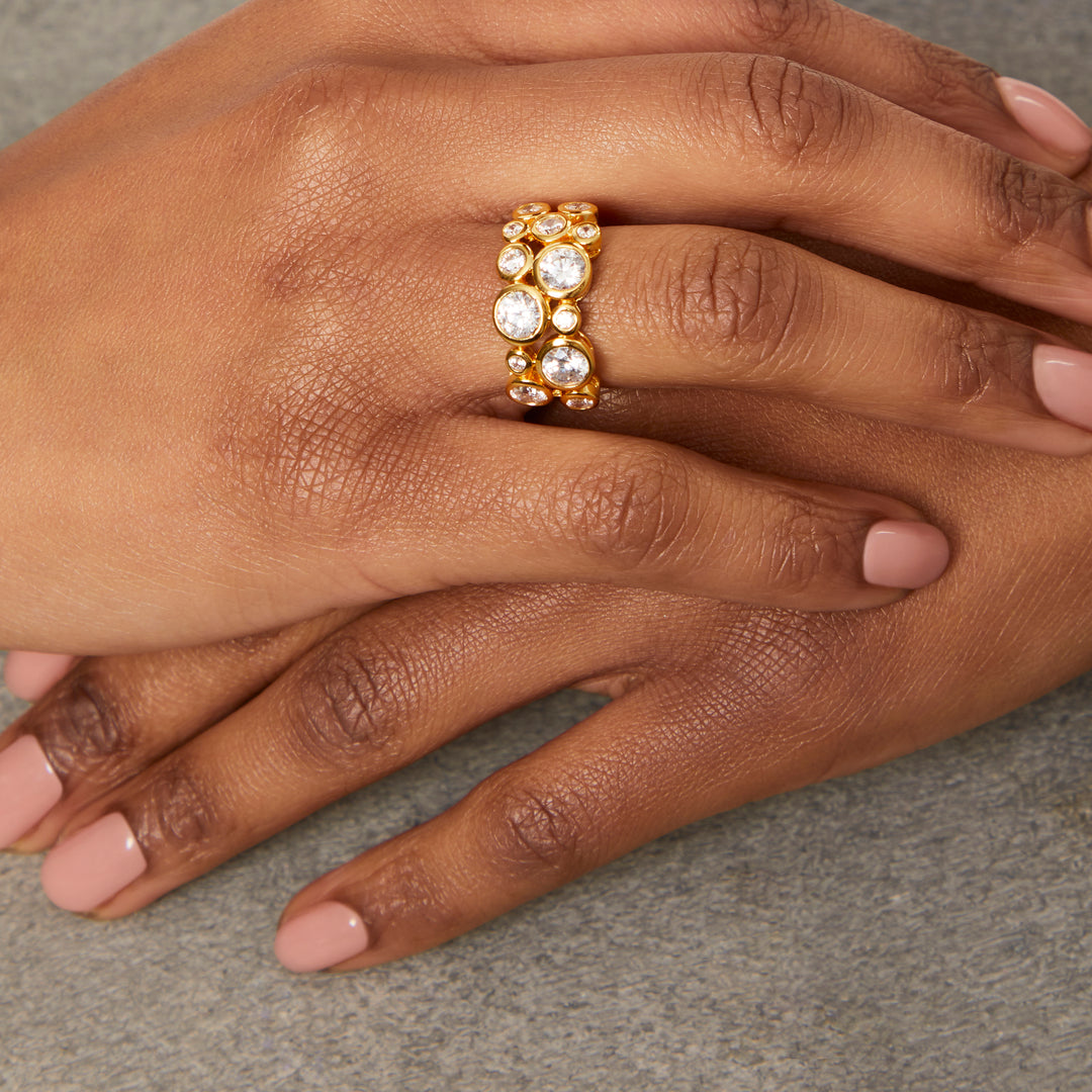Yellow Gold Multi Stone Cubic Zirconia Bubble Ring-JOOLS by Jenny Brown