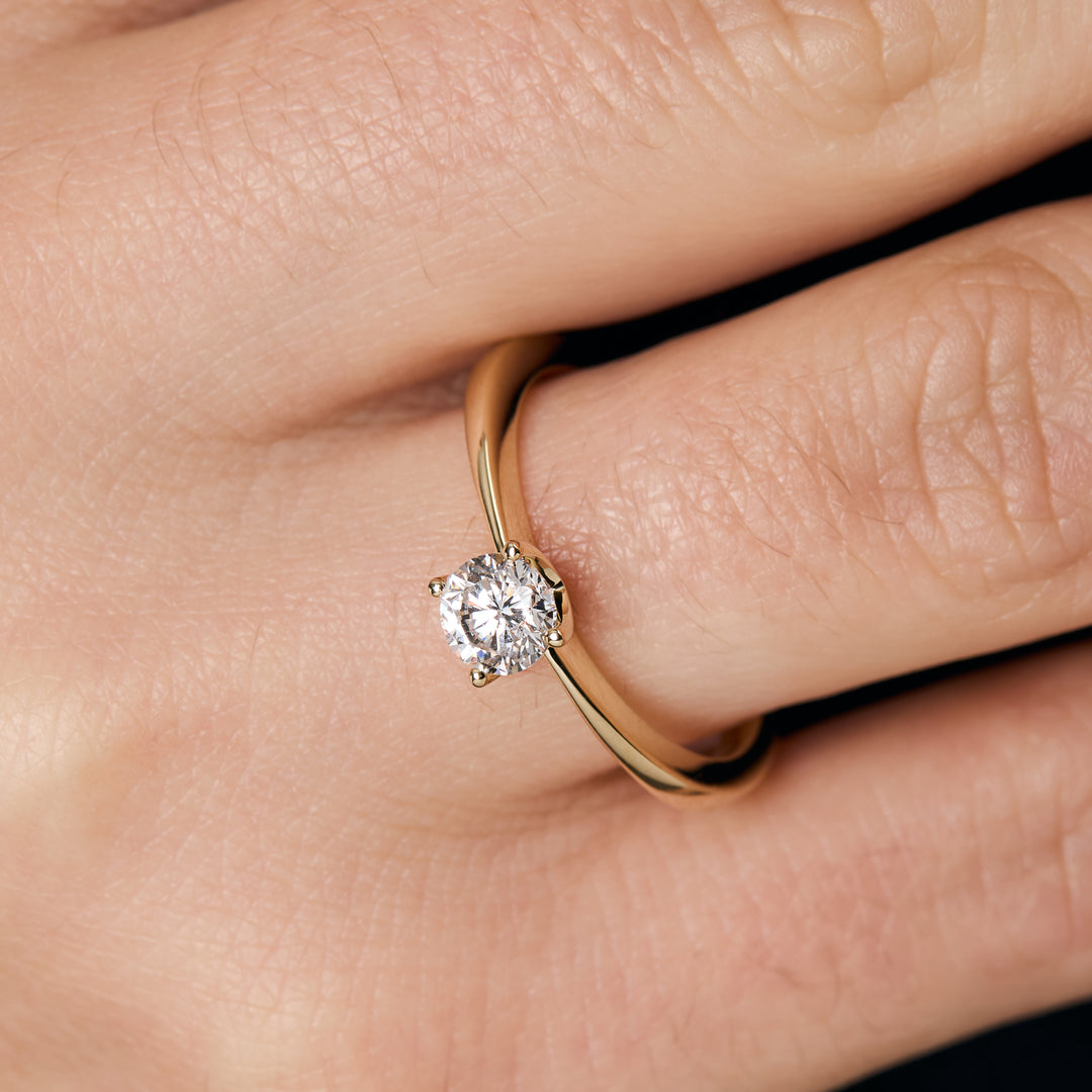 9ct  Yellow Gold  Half Carat Solitaire Lab Diamond Ring - 4  Claw Set-Exclusive Lab Diamonds 