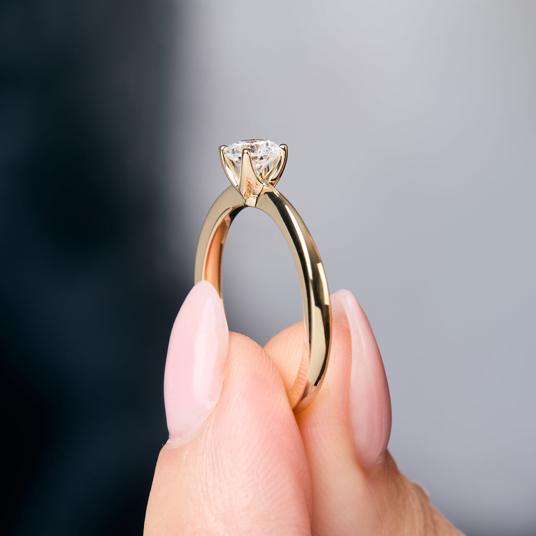 9ct  Yellow Gold  Half Carat Solitaire Lab Diamond Ring - 4  Claw Set-Exclusive Lab Diamonds 