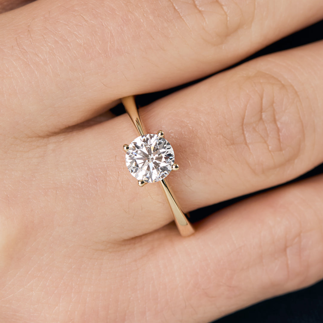 9ct  Yellow Gold One Carat Solitaire Lab Diamond Ring - 4  Claw Set-Exclusive Lab Diamonds 