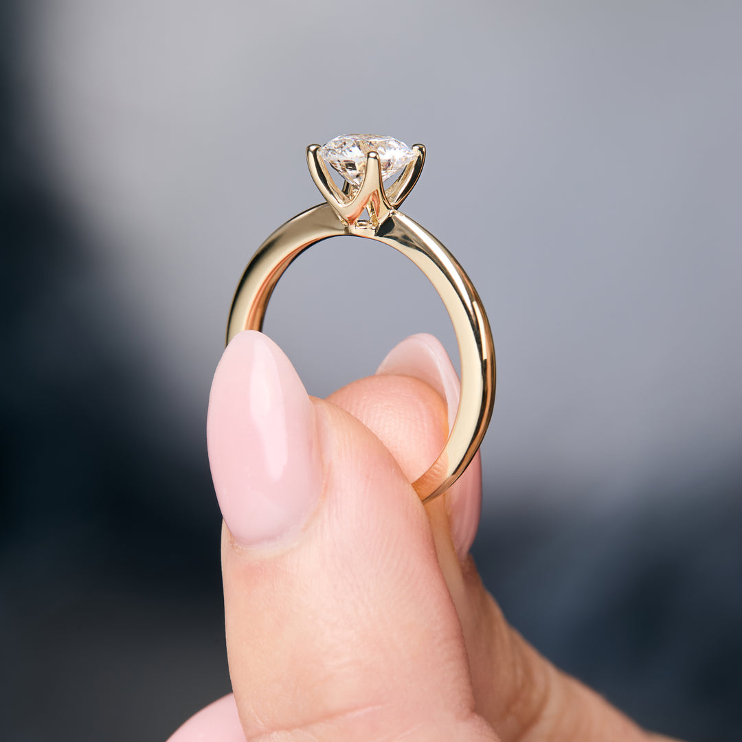 9ct  Yellow Gold One Carat Solitaire Lab Diamond Ring - 4  Claw Set-Exclusive Lab Diamonds 