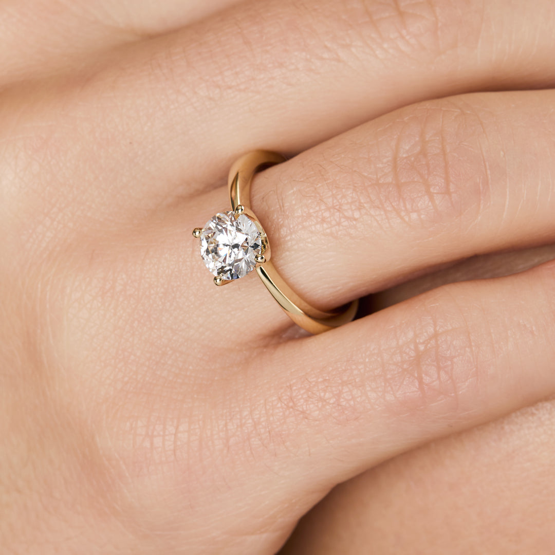 9ct  Yellow Gold One And A Half Carat Solitaire Lab Diamond Ring - 4  Claw Set-Exclusive Lab Diamonds 