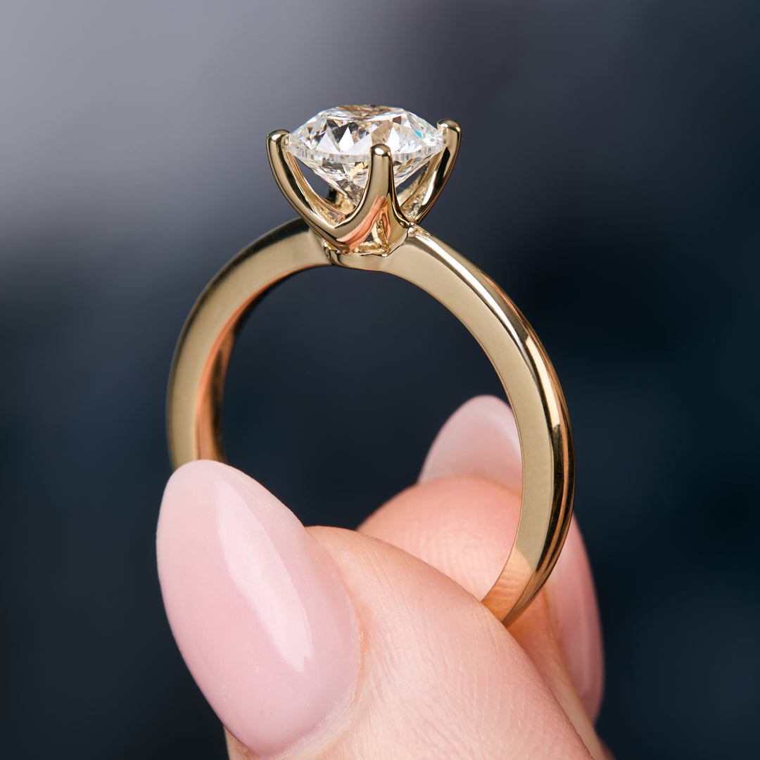 9ct  Yellow Gold One And A Half Carat Solitaire Lab Diamond Ring - 4  Claw Set-Exclusive Lab Diamonds 