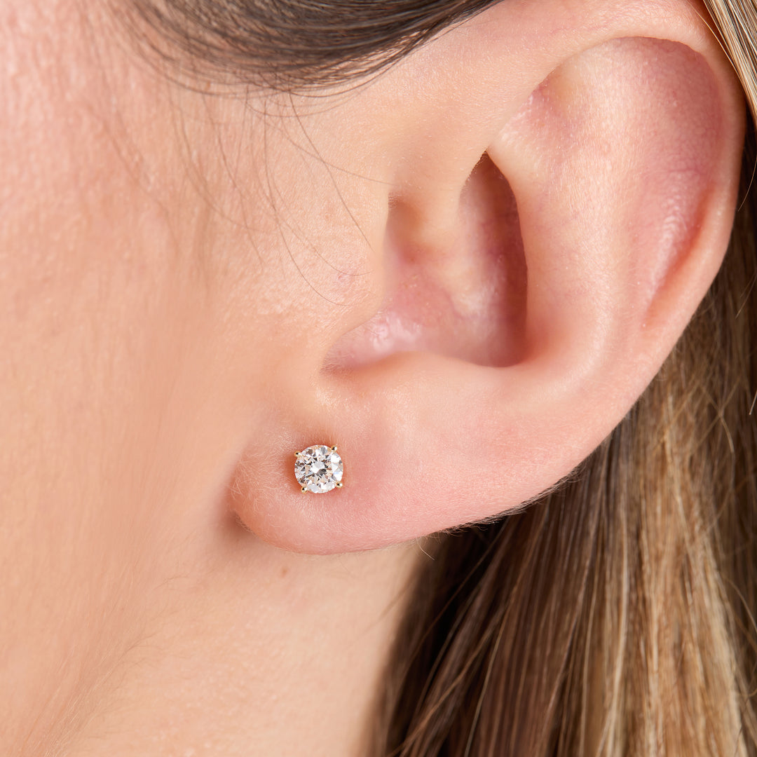 9ct Gold Solitaire 0.5 Carat Lab Grown Diamond Stud Earrings | Round Brilliant E VS1 - JOOLS By Jenny Brown