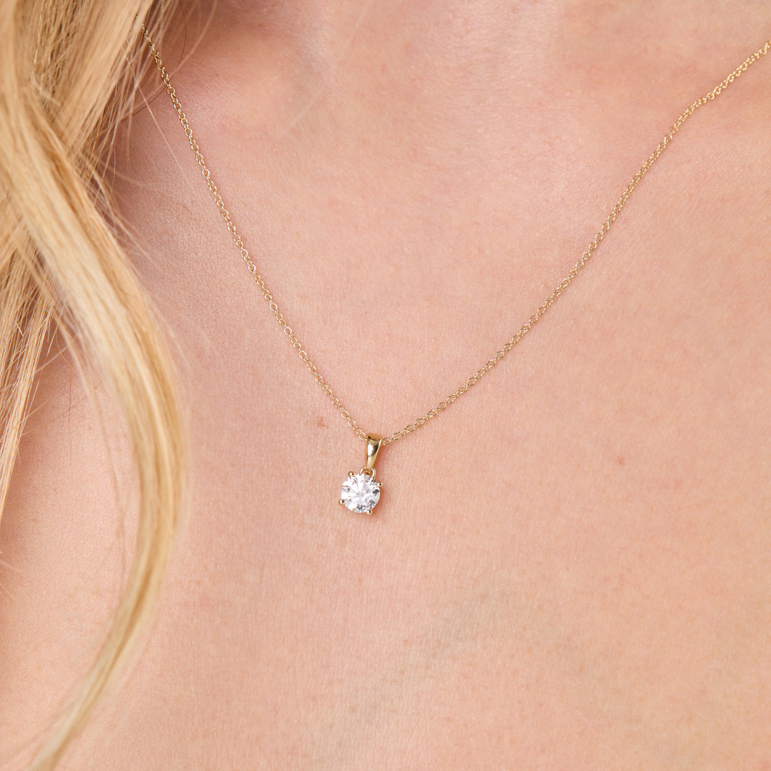 Solitaire 0.5 Carat Lab Grown Diamond Pendant Set in 9ct Yellow Gold-Exclusive Lab Diamonds by Jenny Brown