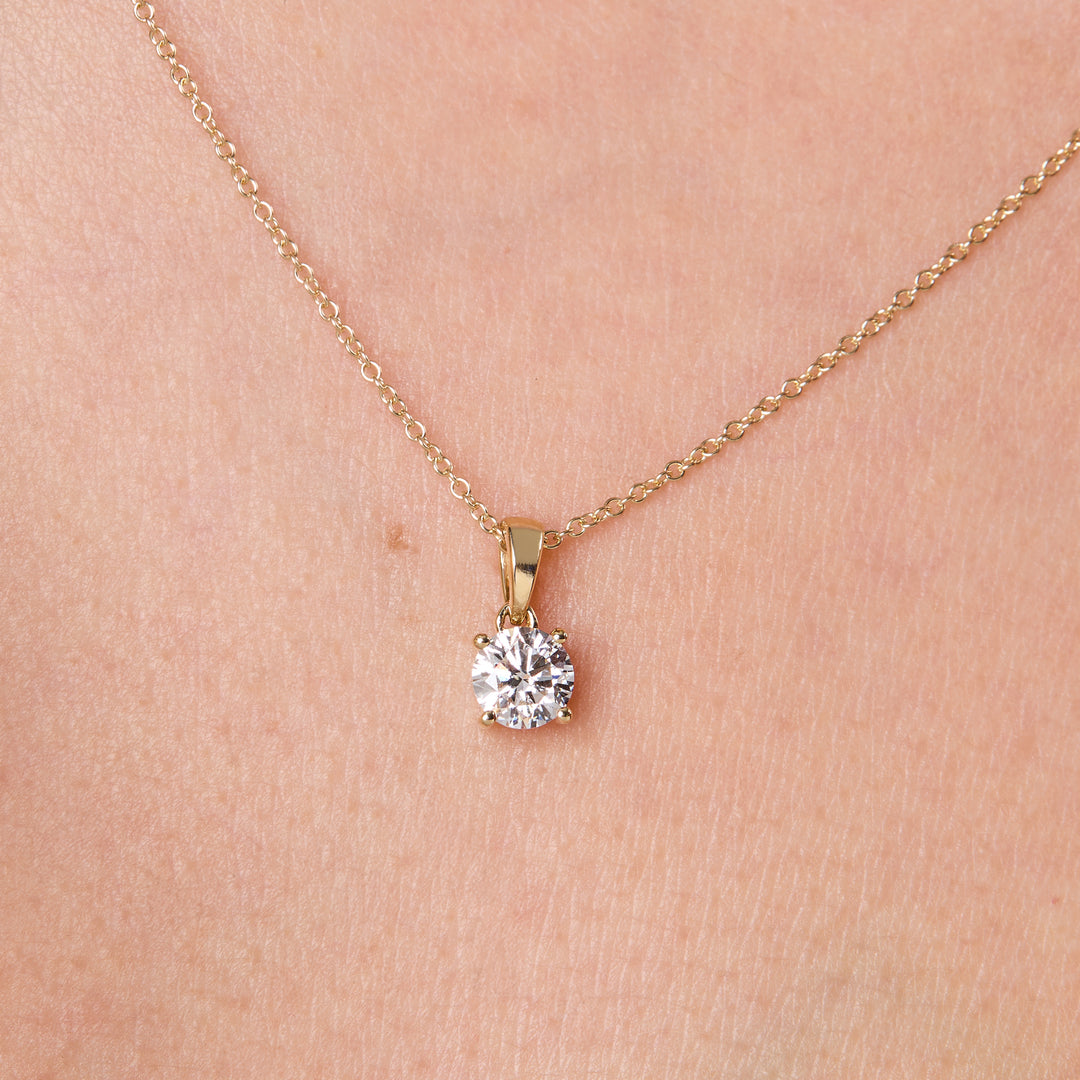 Solitaire 0.5 Carat Lab Grown Diamond Pendant Set in 9ct Yellow Gold-Exclusive Lab Diamonds by Jenny Brown