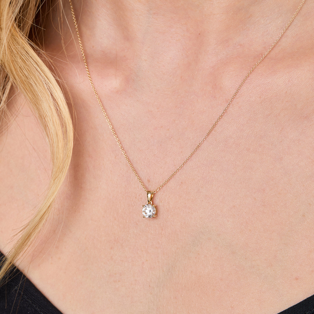 Solitaire 1 Carat Lab Grown Diamond Pendant Set in 9ct Yellow Gold-Exclusive Diamonds by Jenny Brown