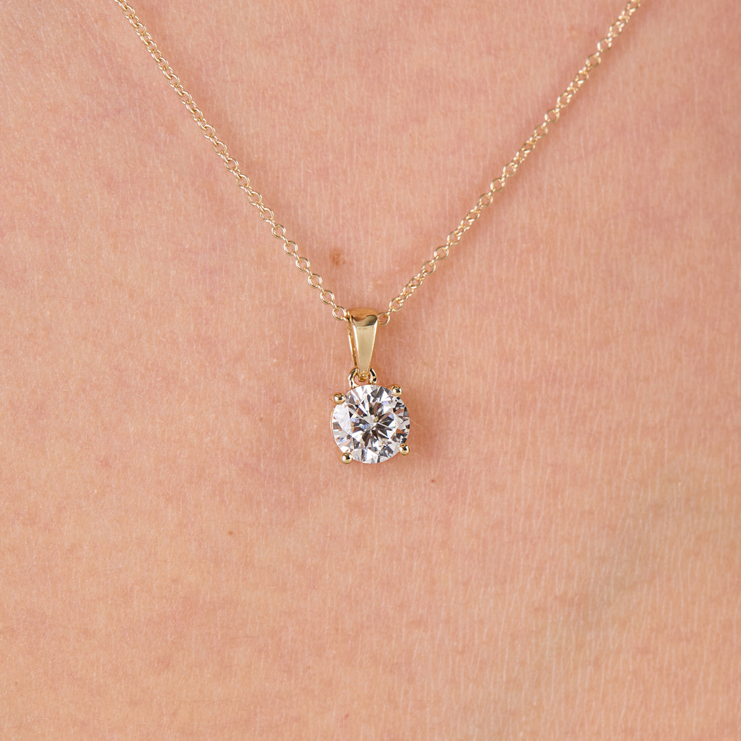 Solitaire 1 Carat Lab Grown Diamond Pendant Set in 9ct Yellow Gold-Exclusive Diamonds by Jenny Brown