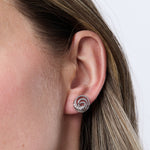Load image into Gallery viewer, Sterling Silver Swirl Stud Earrings Set With Round Brilliant Cut Cubic Zirconia StonesEarrings - JOOLS By Jenny Brown
