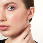 Load image into Gallery viewer, Sterling Silver Cubic Zirconia Stud Earrings With A Square Setting-JOOLS by Jenny Brown
