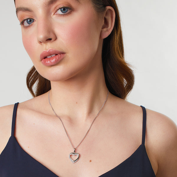 Sterling Silver Double Open Heart Pendant-JOOLS By Jenny Brown