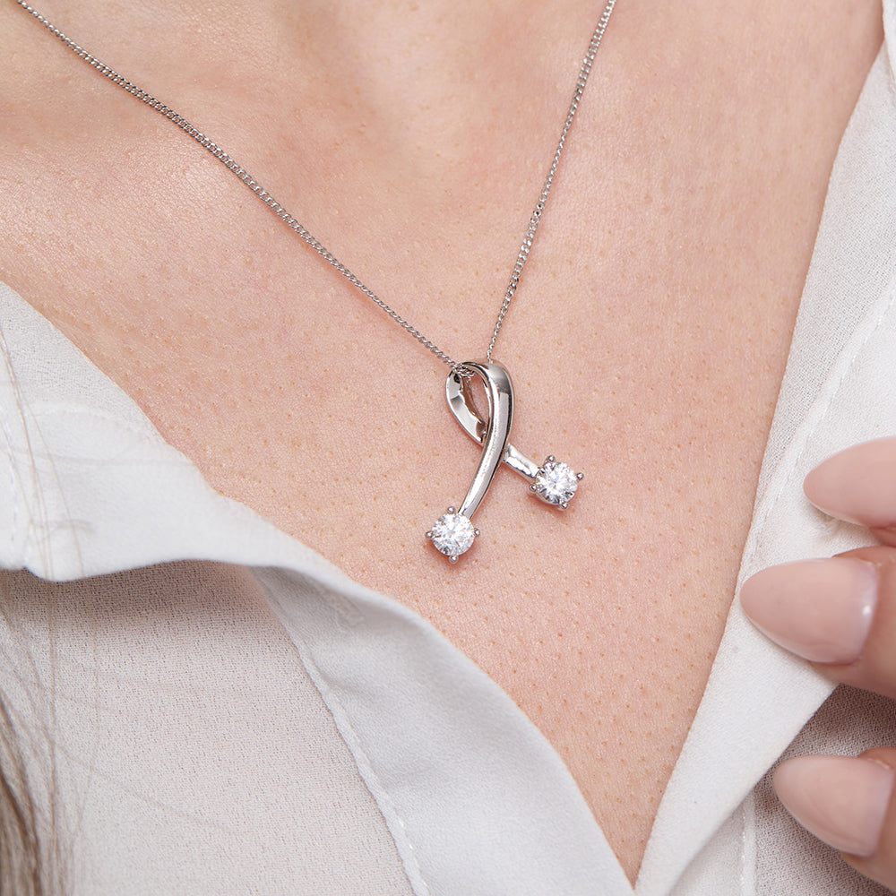 Sterling Silver Kiss  CZ Pendant