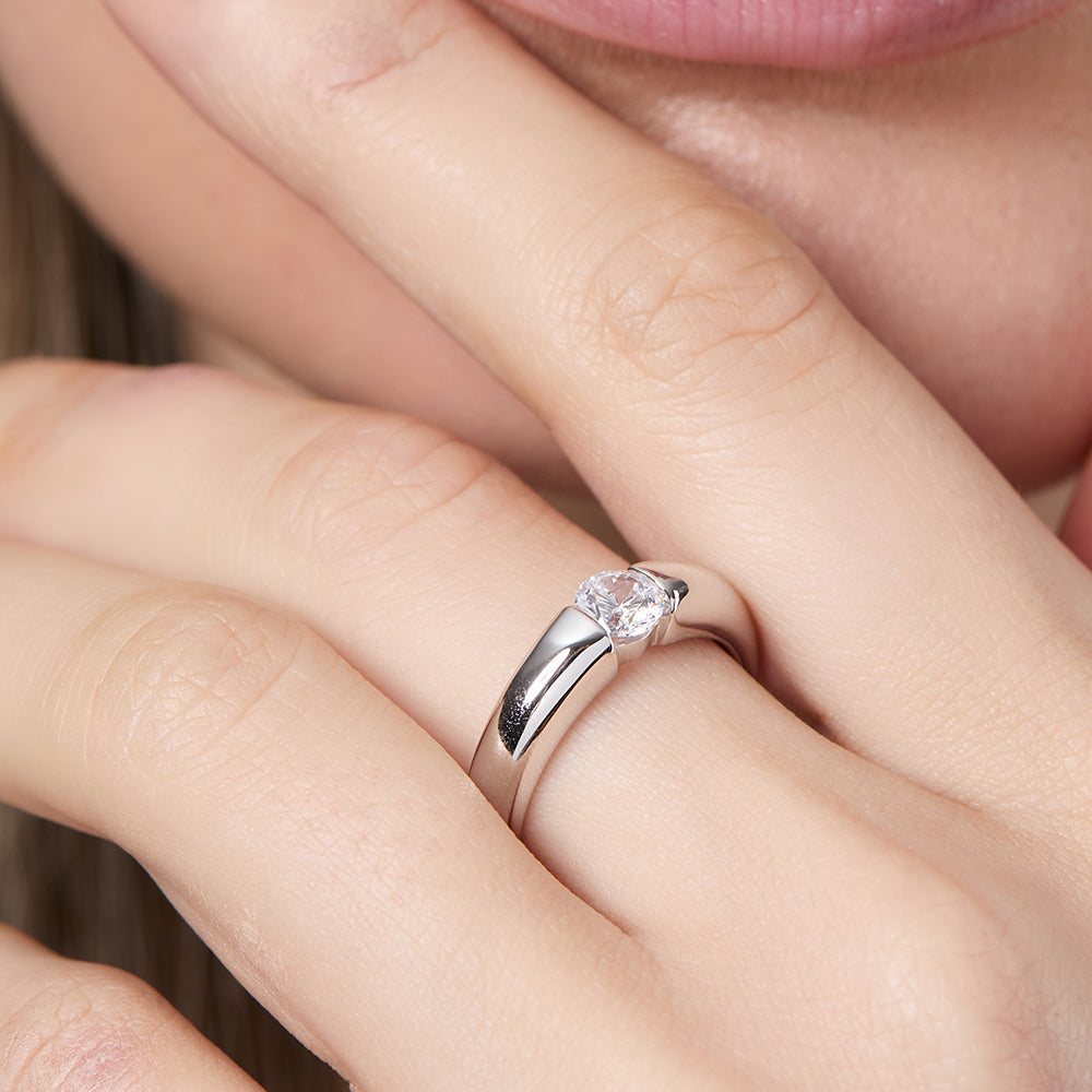 Sterling Silver Tension Set Solitaire Ring