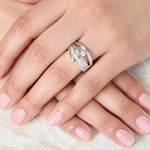 Load image into Gallery viewer, Sterling Silver Triple Band Ring  With A Single Round Stone - JOOLS By Jenny Brown
