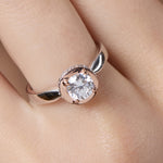 Load image into Gallery viewer, Sterling Silver Rose Gold  Surround Half Carat Ring
