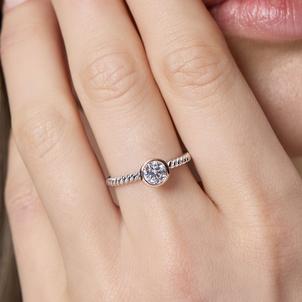 Sterling Silver  Ring And  Rose Gold Ring