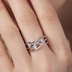 Load image into Gallery viewer, Sterling Silver  Three Stone Crossover Band Ring
