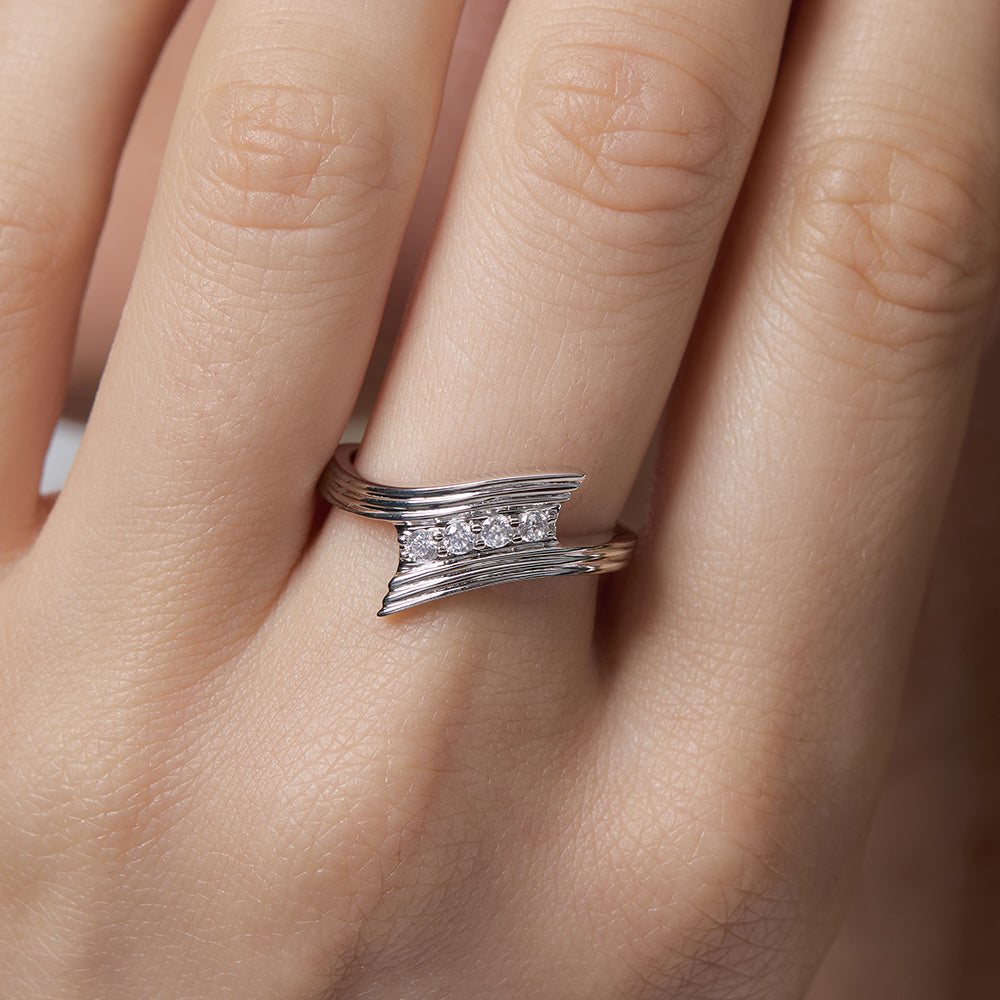 Sterling Silver Ring With Four Cubic Zirconia Stones