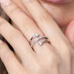 Load image into Gallery viewer, Sterling Silver Open Band  Ring With Rub Set Stones

