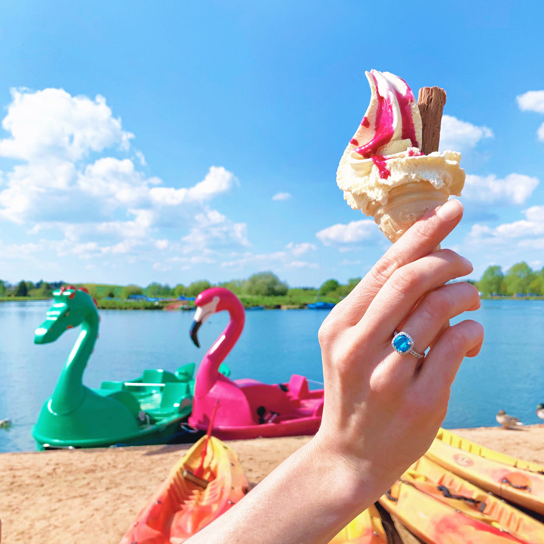 Sterling Silver Ocean Blue Zirconia Ring - JOOLS By Jenny Brown