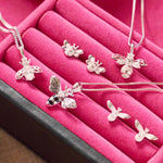 Load image into Gallery viewer, Sterling Silver Bee Necklace Set With An Oval  Cubic Zirconia Body-JOOLS by Jenny Brown
