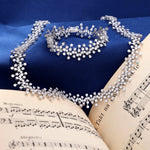 Load image into Gallery viewer, Sterling Silver Full Necklace Set With Scattered Cubic Zirconia Stones
