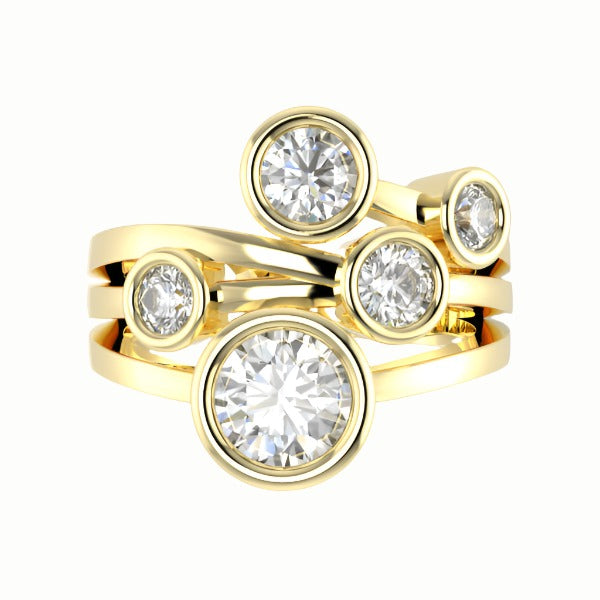 Yellow Gold Diamond Bubble Ring