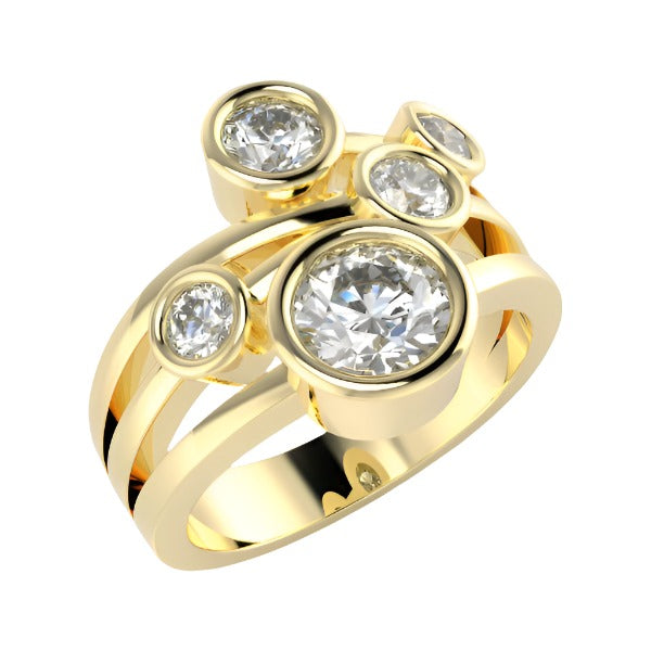 18Ct Yellow Gold Diamond  Bubble Ring