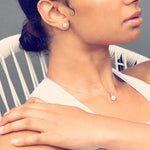 Load image into Gallery viewer, Sterling Silver Five White Zirconia Stone  Pearl Necklace-JOOLS by Jenny Brown
