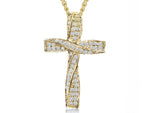 Load image into Gallery viewer, Yellow Gold Twisted Cross Pendant- Set With Cubic Zirconia-JOOLS by Jenny Brown
