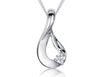 Load image into Gallery viewer, Sterling Silver Twisted Teardrop Pendant Set With Single Cubic Zirconia
