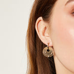 Load image into Gallery viewer, Yellow Gold &amp; Diamond Circle Drop Earrings
