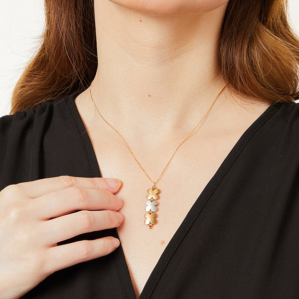 9ct White & Yellow Gold Daisy Chain Pendant