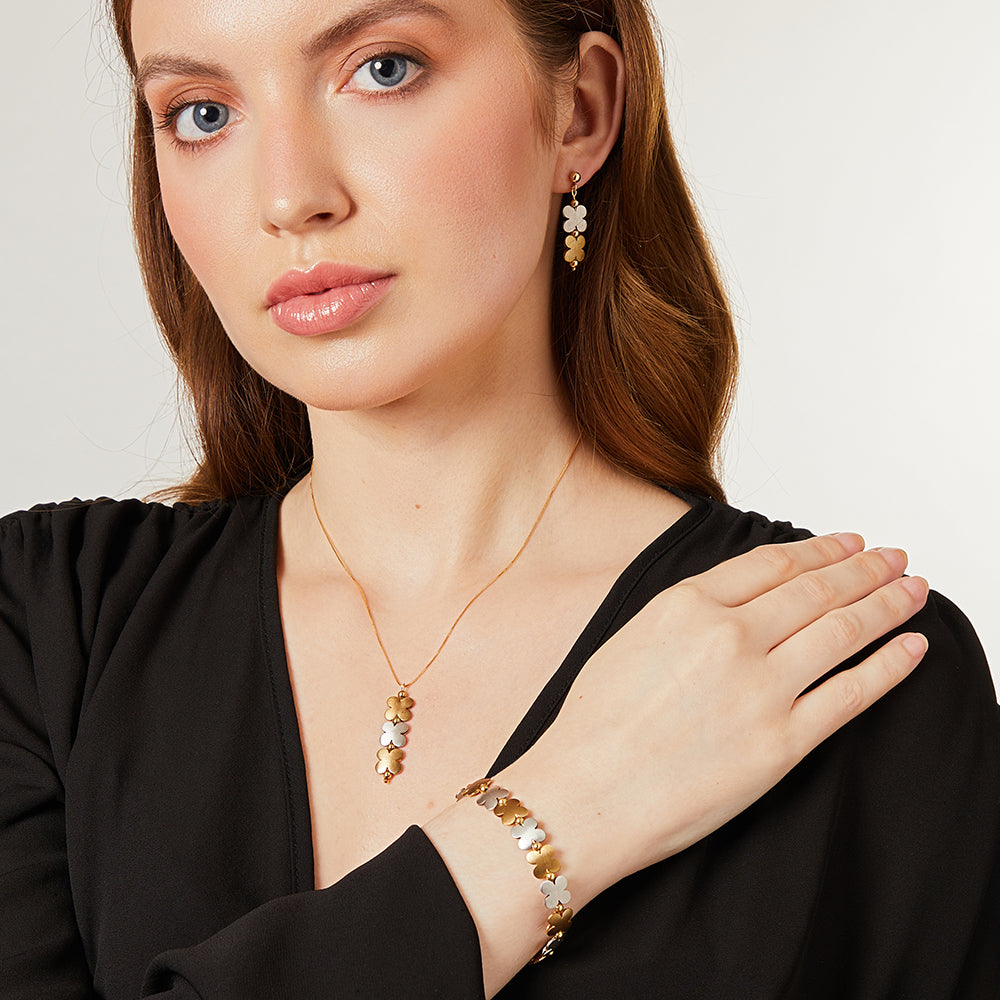 9ct White & Yellow Gold Daisy Chain Pendant