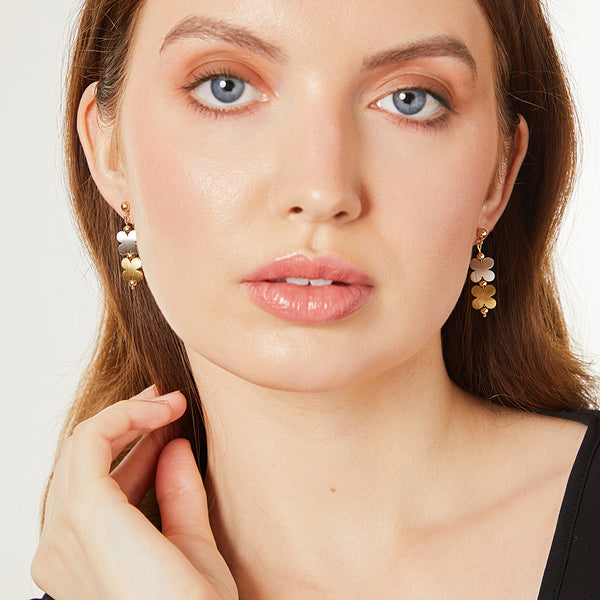 White And Yellow Gold Daisy Chain Earrings