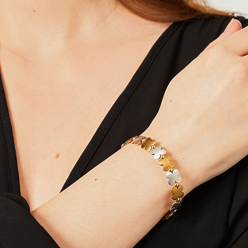 White & 9ct Yellow Gold Daisy Chain Bracelet