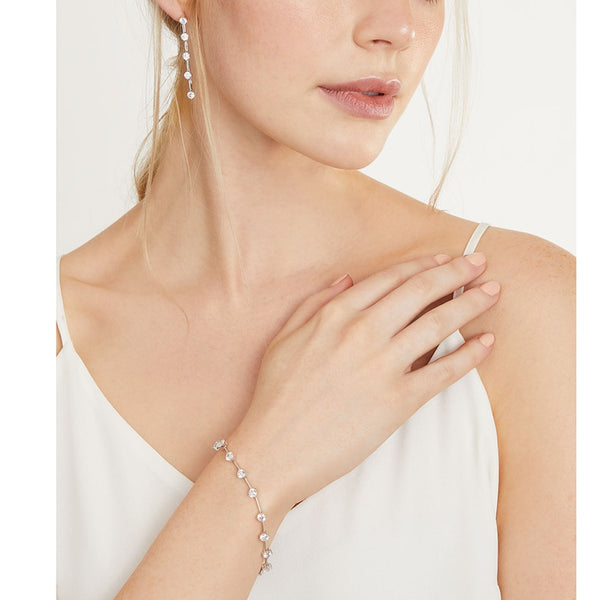 Sterling Silver Drop Earring With 5 Spaced Cubic Zirconias - JOOLS By Jenny Brown