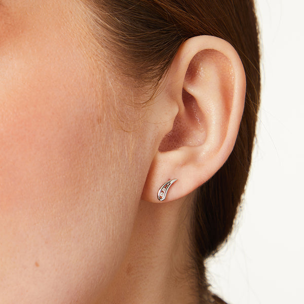 White Gold & Diamond Tear Drop Stud Earrings