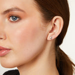 Load image into Gallery viewer, White Gold Half Brushed  Diamond Studs Earrings
