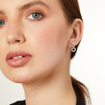 Load image into Gallery viewer, White Gold &amp; Diamond Linked Circle Drop Earrings
