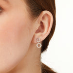 Load image into Gallery viewer, White Gold &amp; Diamond Linked Circle Drop Earrings
