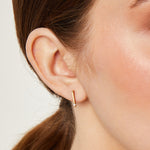 Load image into Gallery viewer, Yellow Gold  Rectangular Bar Earrings Set With Diamonds
